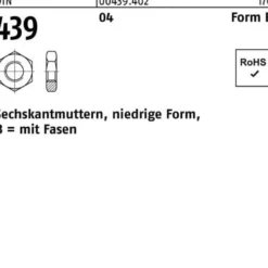 Sechskantmutter DIN 439/ISO 4035 FormB BM 42 Automatenstahl 10 Stück