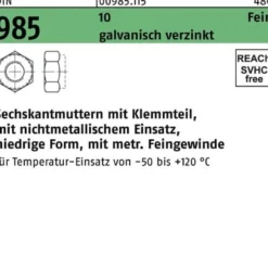 Sechskantmutter DIN 985 Klemmteil M20x 2 10 galv.verz. 50 Stück