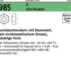 Sechskantmutter DIN 985 Klemmteil M16 8 zinklamellenbes. flZnnc 480h-L 50St.