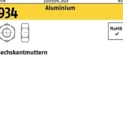 Sechskantmutter DIN 934 M5 Aluminium 100 Stück