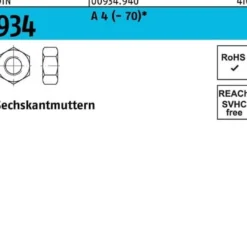 Sechskantmutter DIN 934 M7 A 4 (- 70) 100 Stück