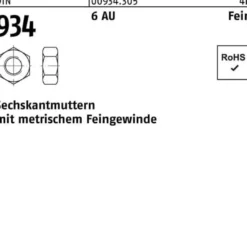Sechskantmutter DIN 934 M10x 1,25 6 Automatenstahl 100 Stück