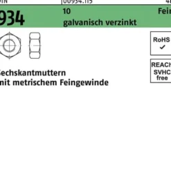 Sechskantmutter DIN 934 M12x 1,5 10 galv.verz. 100 Stück