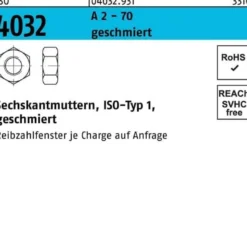 Sechskantmutter ISO 4032 M8 A 2 - 70 geschmiert 500 Stück
