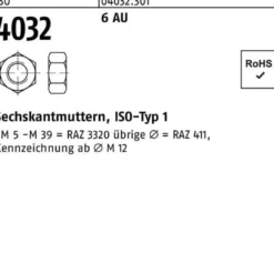 Sechskantmutter ISO 4032 M3,5 6 Automatenstahl 1000 Stück