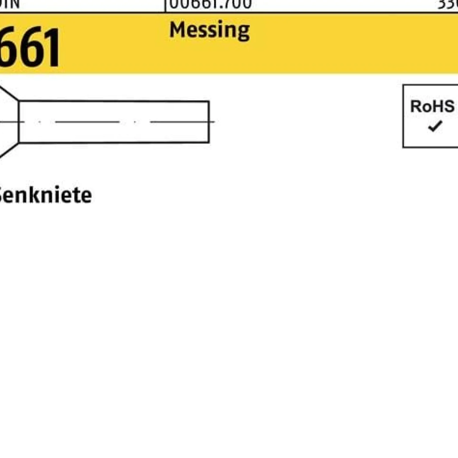 Senkniete DIN 661 4x 30 Messing 500 Stück