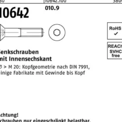 Senkschraube ISO 10642 Innen-6kt M4x 12 010.9 500 Stück