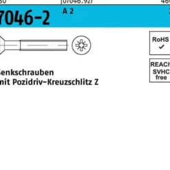 Senkschraube ISO 7046-2 PZ M5x 16-Z A 2 500 Stück