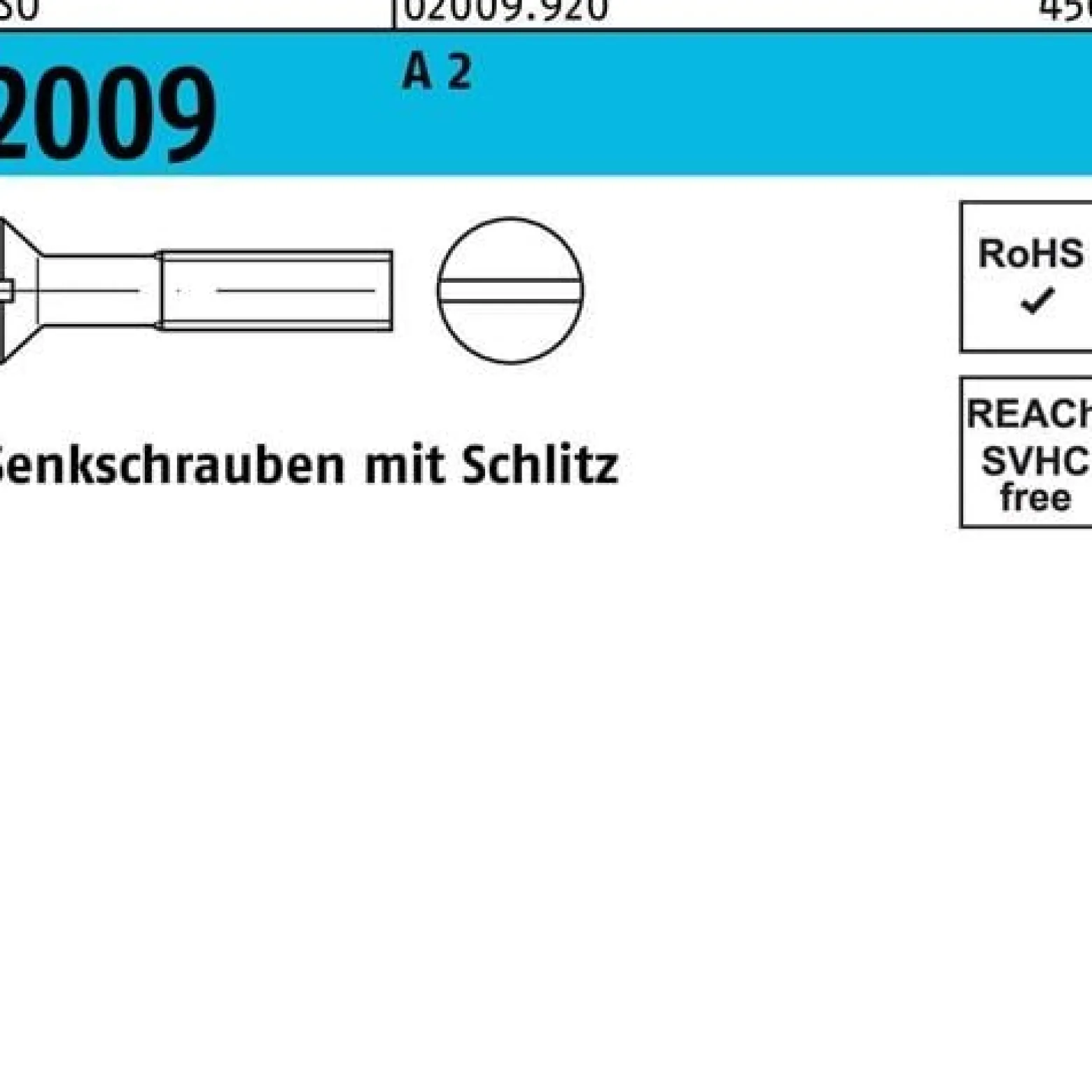 Senkschraube ISO 2009 Schlitz M1,2x 3 A 2 1000 Stück