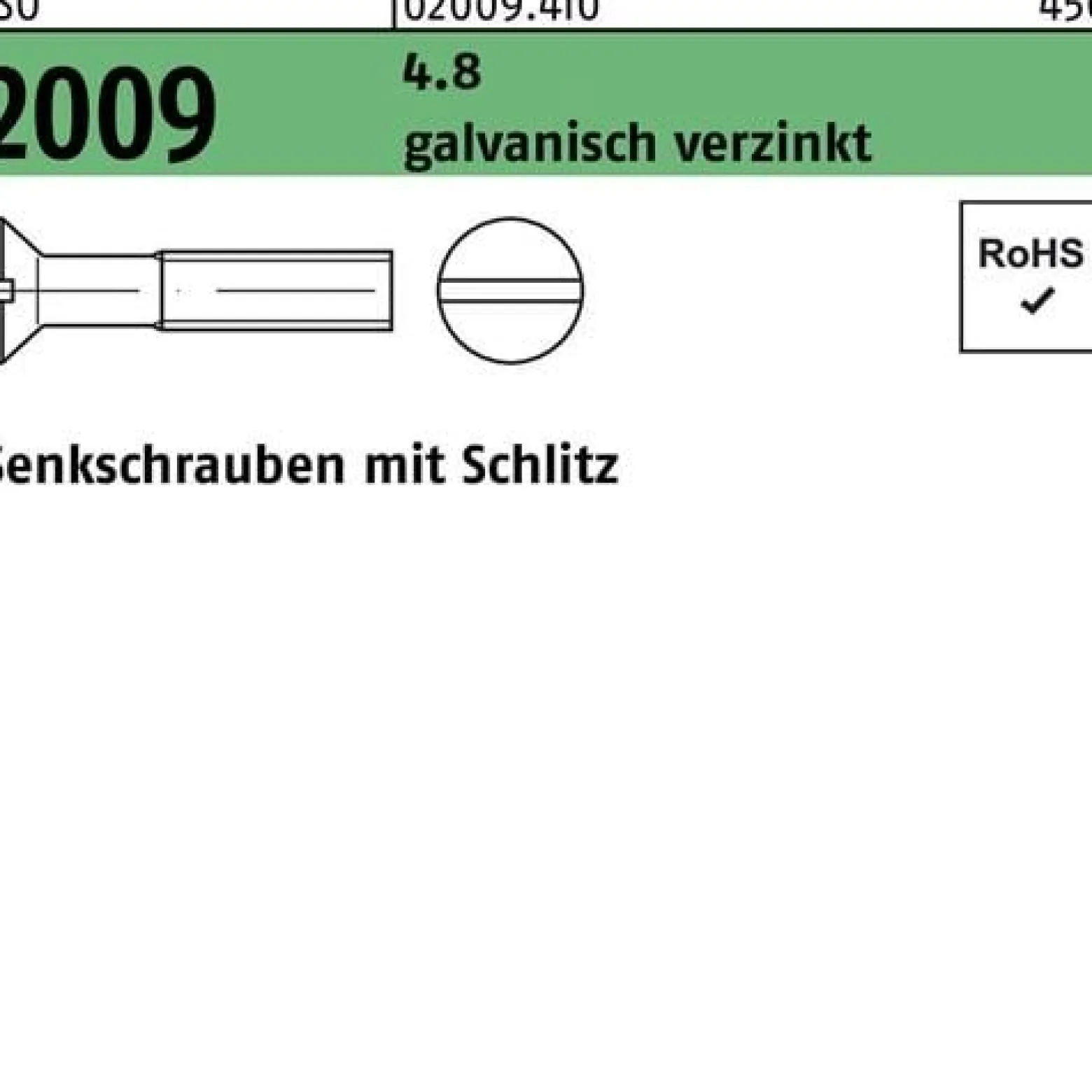 Senkschraube ISO 2009 Schlitz M4x 50 4.8 galv.verz. 1000 Stück