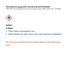 SIEVERT Schraubkartusche Powergas 2204 336 g 600 ml - 220483