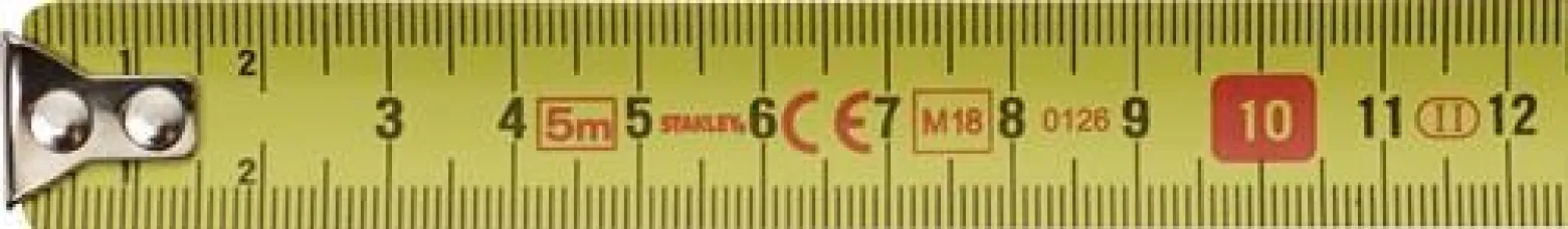 STANLEY Taschenrollbandmaß L.5m B.19mm mm/cm EG II Ku.Gürtelclip - 1-30-497