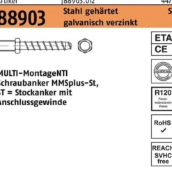 Stockanker R 88903 MMSplus-St 7,5x80 M 8 SW 10 gehärtet galv.verz. 50St.