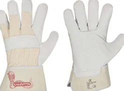 STRONGHAND Handschuh CALCUTTA EN388 naturfarben Rindleder Doppelnaht gummierte Stulpe Gr.12 - 0157-12H