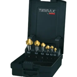 TERRAX by RUKO Kegel- und Entgratsenker-Satz 6tlg. DIN 335 Form C 90° HSS-TiN Ø 6,3 - 20,5 mm in ABS-Kunststoffkassette - A102152TRO