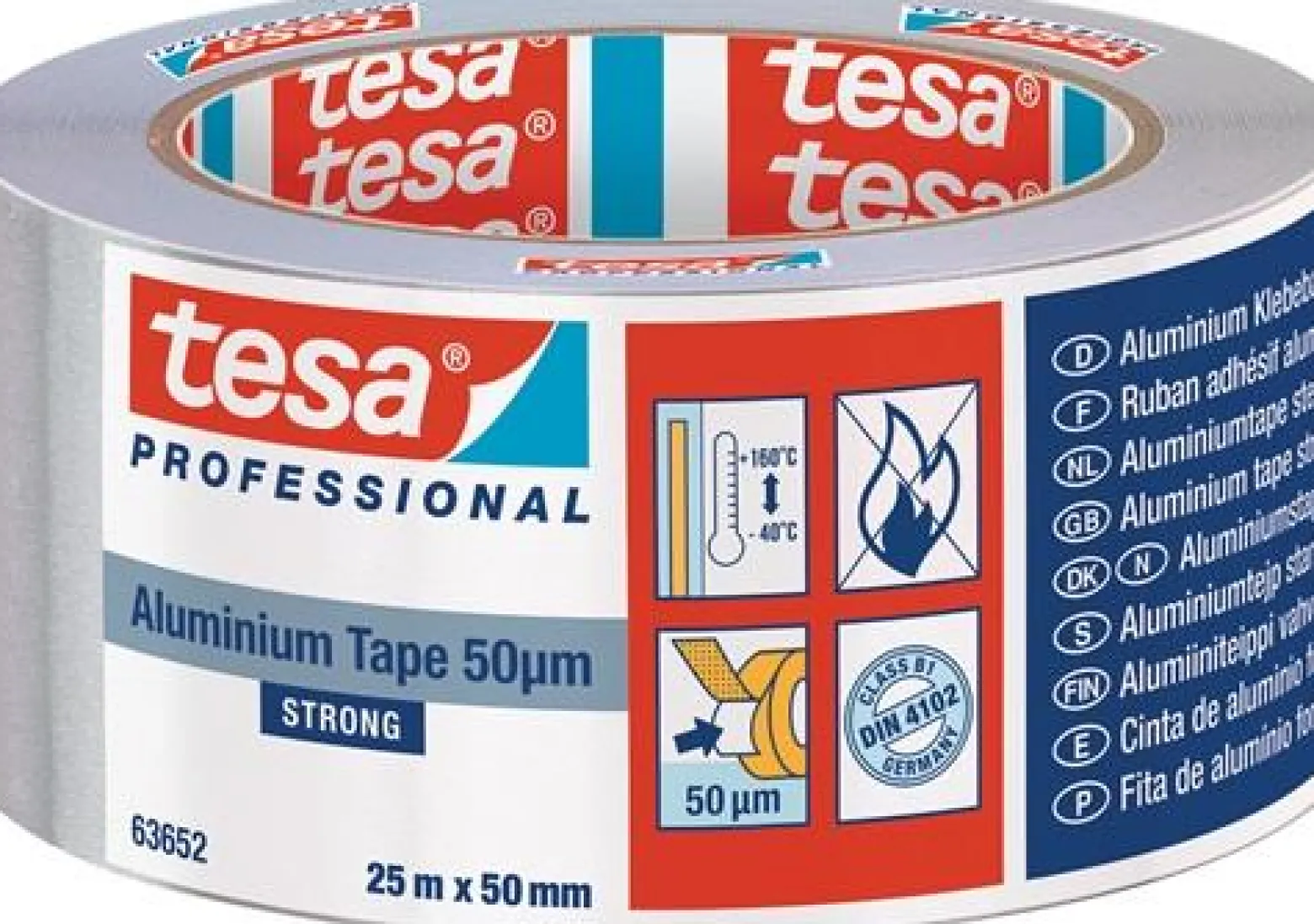 Tesa Aluminiumklebeband Strong 63652 mit Liner 25 m - 63652-00001-00
