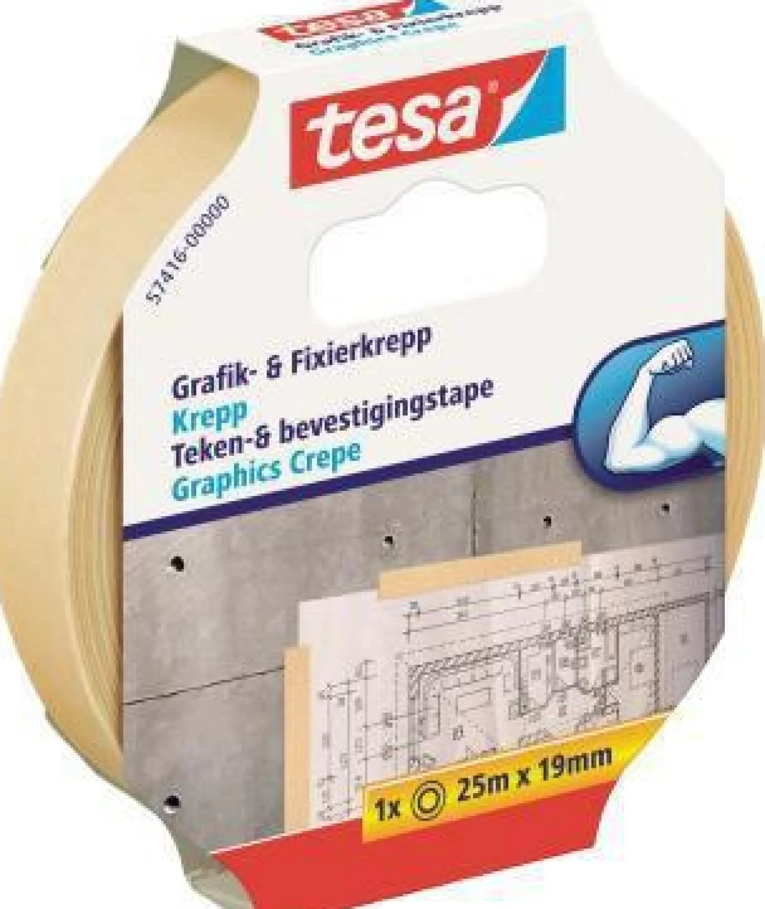 tesa Fixierband 57416-00000 19mmx25m Papier beige