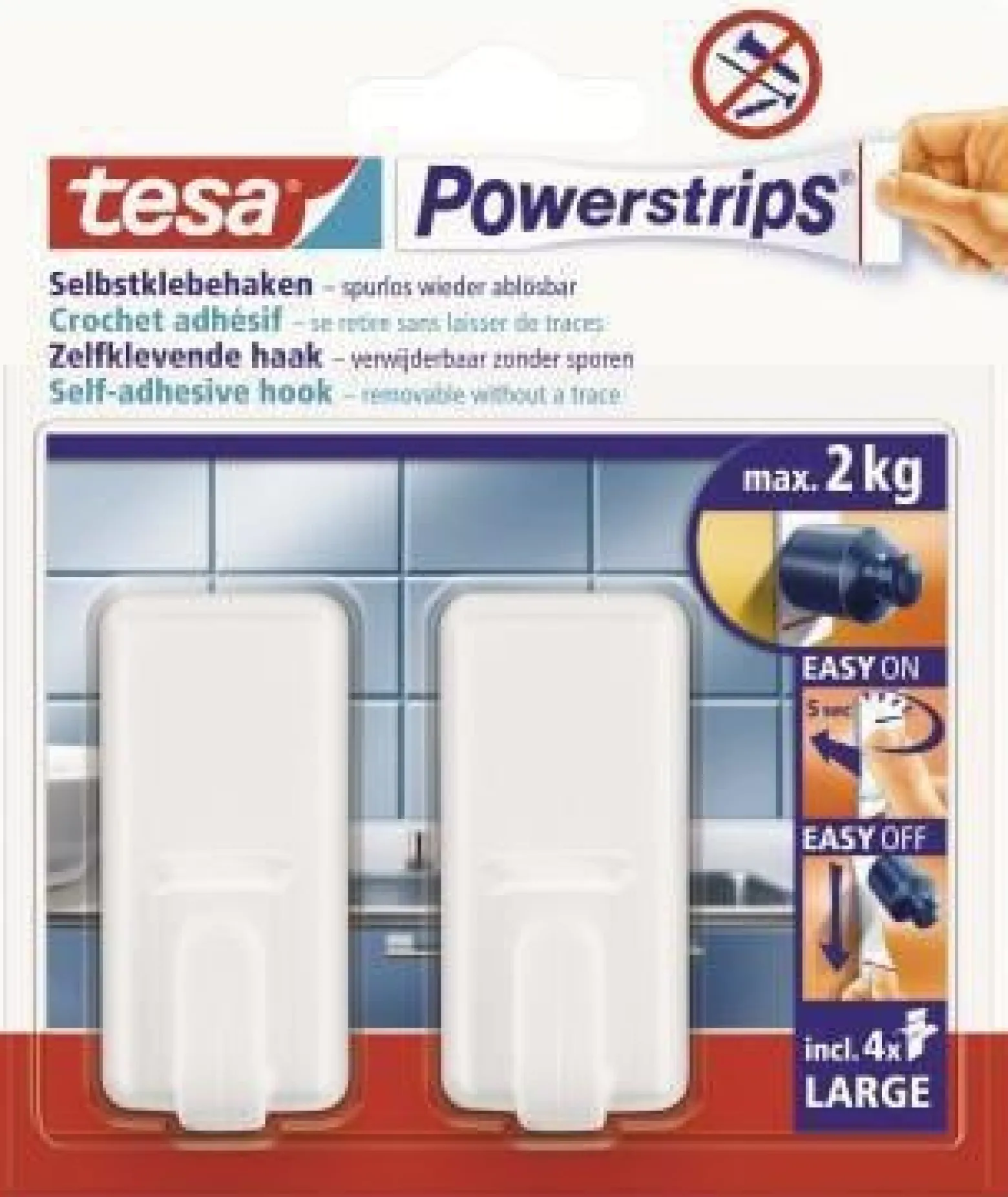 tesa Haken Powerstrips 58010-00044 L Classic ws 2 St./Pa