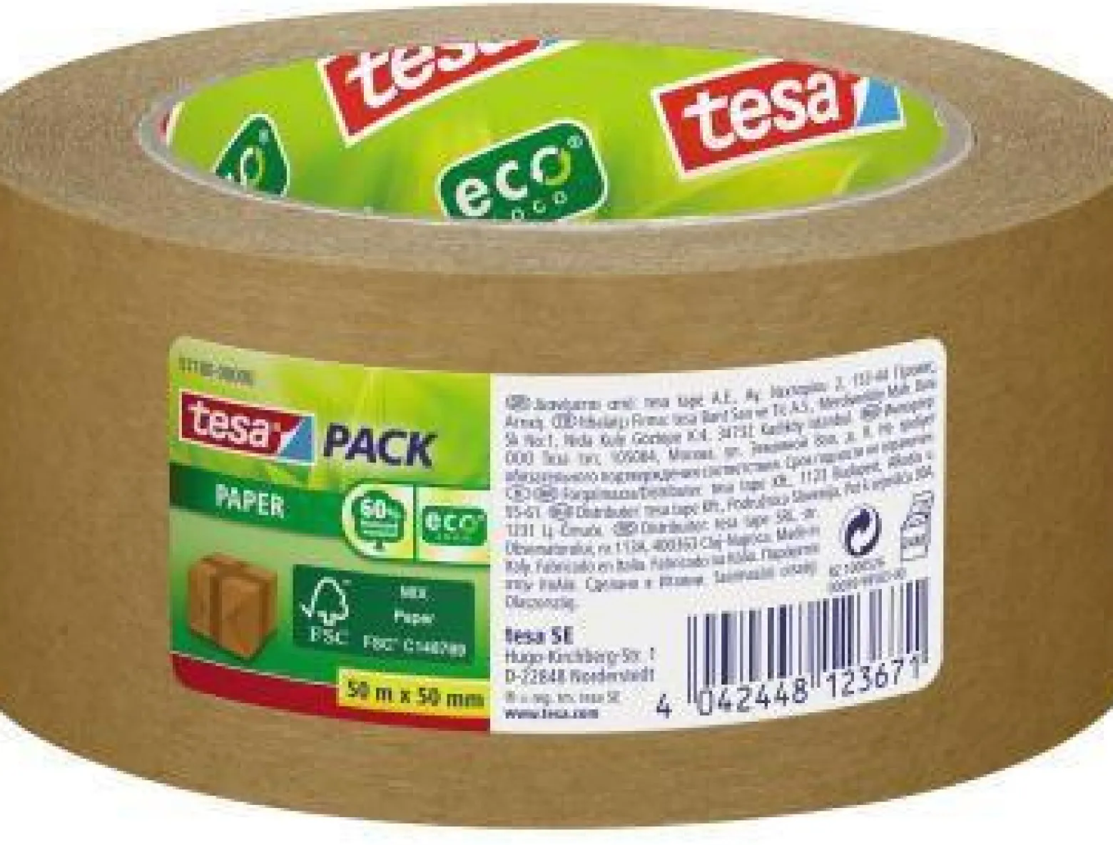 tesa Packband tesapack Paper EcoLogo 57180-00000 50mmx50m braun