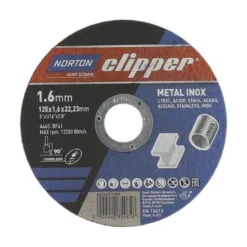 Trennscheibe D125x1,6mm Typ 41 Metall-Inox Bohr.22,23mm NORTON CLIPPER