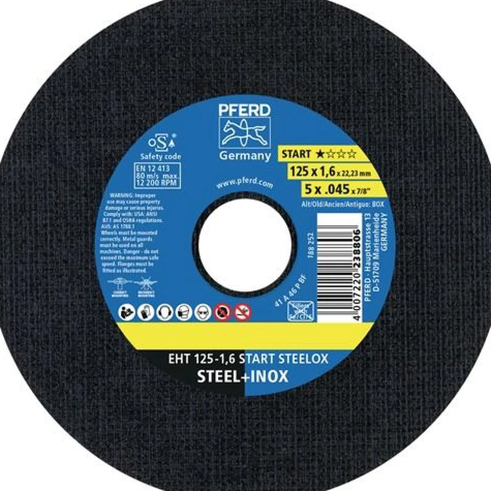 Trennscheibe STEELOX BOX D125x1,6mm ger.INOX Bohr.22,23mm Box á 25 St.PFERD