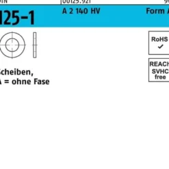 Unterlegscheibe DIN 125-1 A 28x50x4 A 2 140 HV 10 Stück