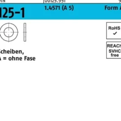 Unterlegscheibe DIN 125-1 A 21x37x3 A5/1.4571 25 Stück