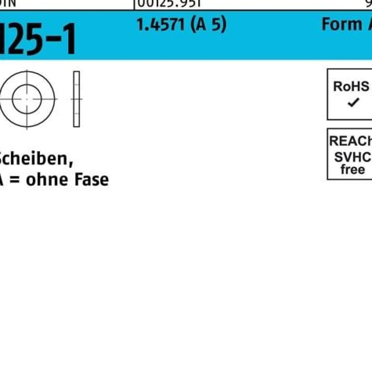 Unterlegscheibe DIN 125-1 A 21x37x3 A5/1.4571 25 Stück