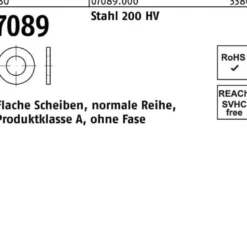 Unterlegscheibe ISO 7089 o.Fase 10 Stahl 200 HV 500 Stück
