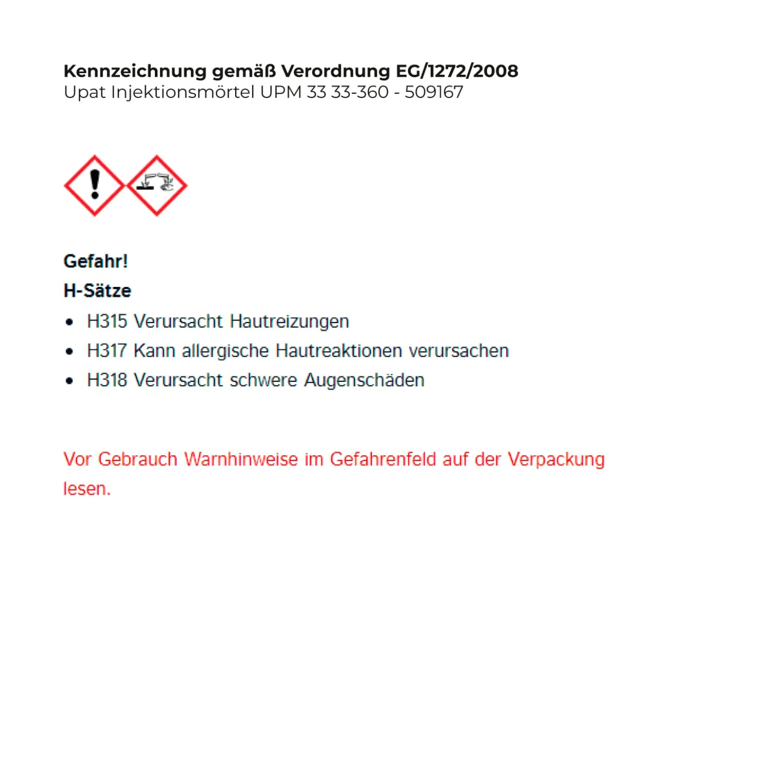 Upat Injektionsmörtel UPM 33 33-360 - 509167
