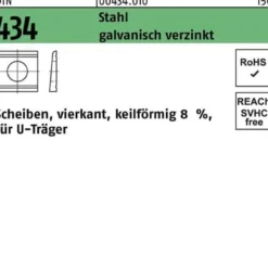 U-Scheibe DIN 434 vierkant keilförmig 11 Stahl galv.verz. Neigung 8% 100St.