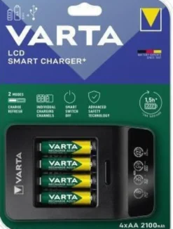 Varta Ladegerät LCD Smart Charger+ 57684101441 +4xAA 2.100mAh