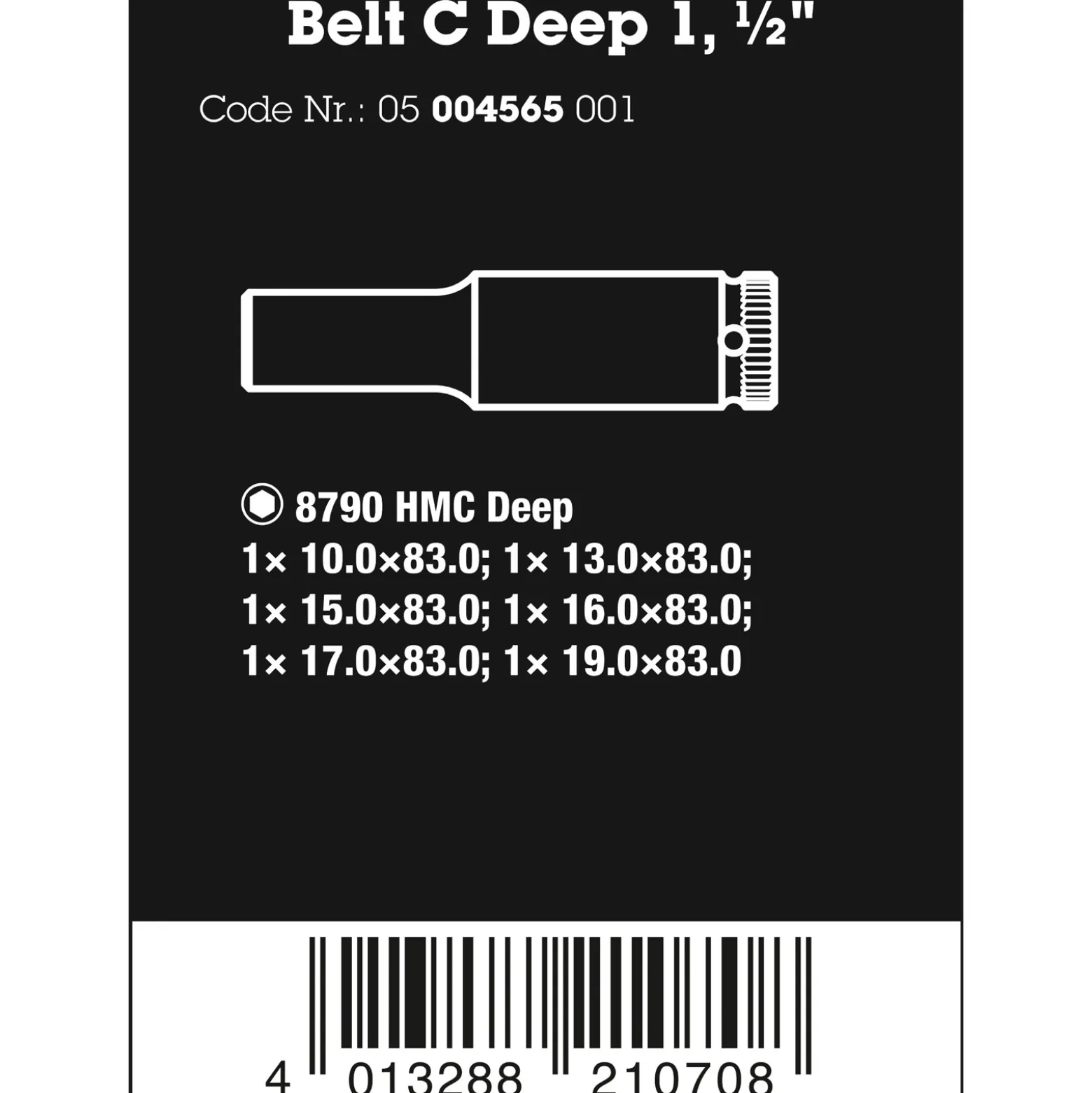 Wera Belt C Deep 1 Steckschlüsseleinsatz-Satz, 1/2"-Antrieb - 05004565001