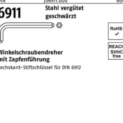 Winkelschraubendreher DIN 6911 6-kt Zapfen SW 5 M6 Stahl vergütet geschw. 10St.