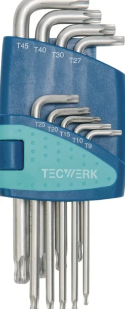 Winkelschraubendrehersatz 9-tlg.T9-T45 m.Kugelk.Ku.-Halter TECWERK