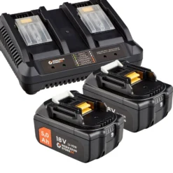 WS24 Akku Starter-Set 18 V / 2x 5,0 Ah Akku + Doppelschnellladegerät