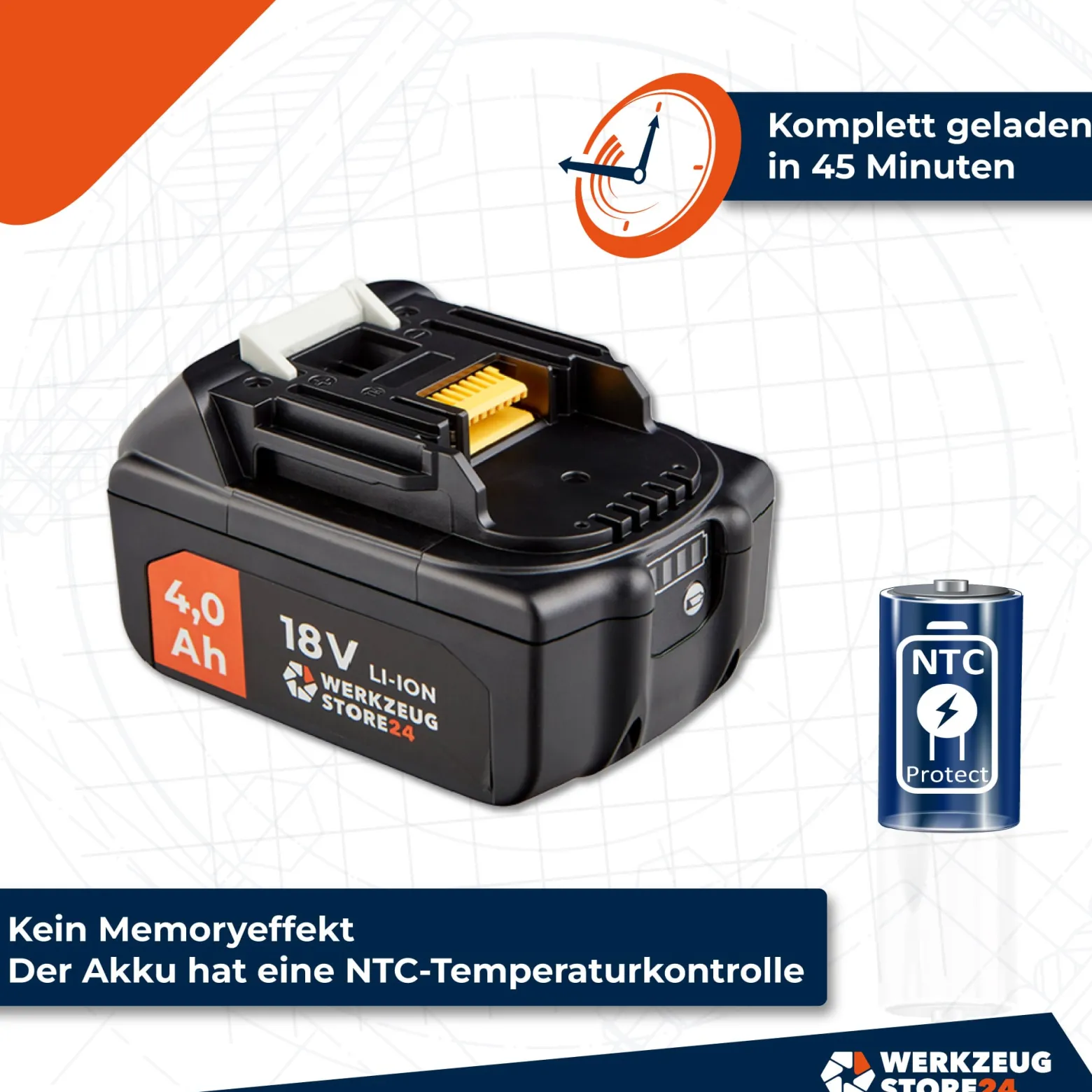 WS24 Akku Starter-Set 18 V / 1x 4,0 Ah Akku + Schnellladegerät