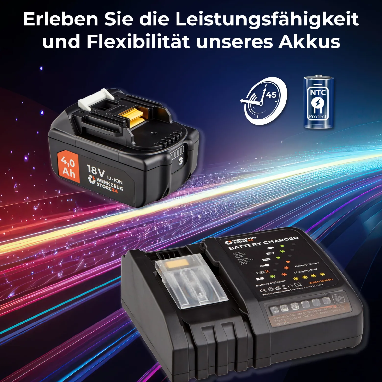 WS24 Akku Starter-Set 18 V / 1x 4,0 Ah Akku + Schnellladegerät