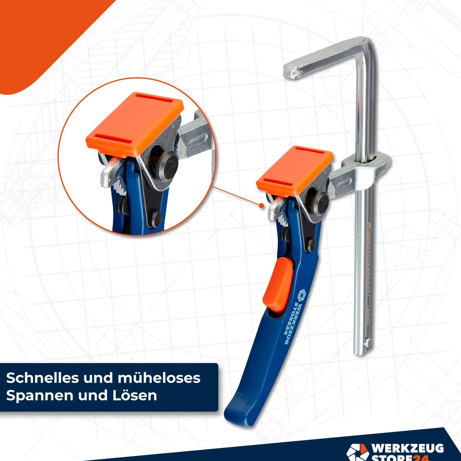 WS24 Einhandhebelzwinge Ganzstahl 160 / 80- WS24-100101