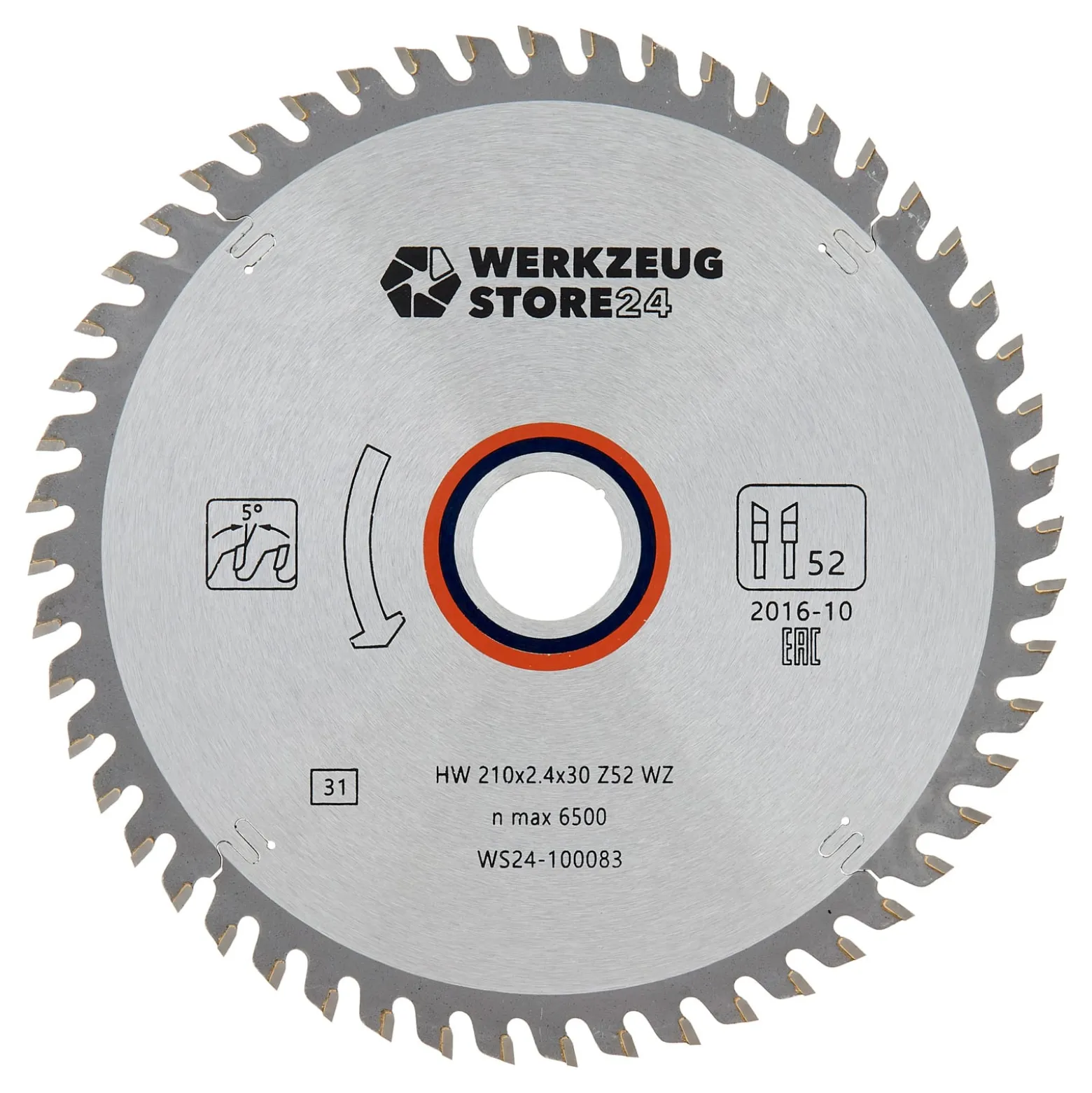 WS24 HM Kreissägeblatt Holz 210 x 2,4 x 30 WZ 52 - WS24-100083