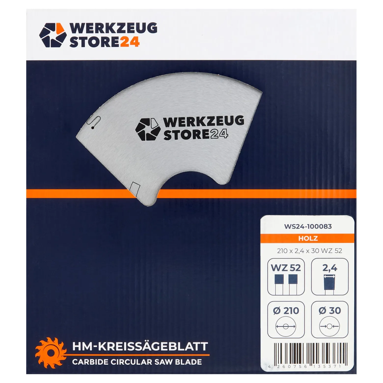 WS24 HM Kreissägeblatt Holz 210 x 2,4 x 30 WZ 52 - WS24-100083